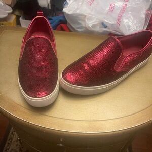 Aldo Shimmering Red Slip-On Sneakers